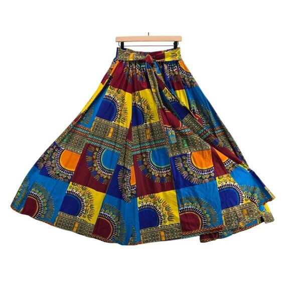 Full Panel Maxi Skirt S/M 28" Elastic Waist Boho Ethnic Tribal Cotton Circular - Picture 7 of 13